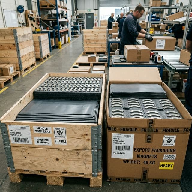 Export-ready motor magnet packaging and shipping workflow
